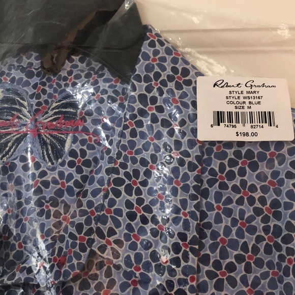 Robert Graham Button Down Floral Top Cowgirl Shirt - Picture 7 of 8